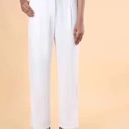 NOT SO PINK Women Relaxed Straight Fit High-Rise Pleated Trousers-image-39