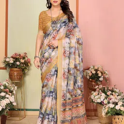 Sidhidata Floral Printed Fusion Traditional Chanderi Saree-image-73