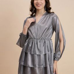 DRAPE AND DAZZLE Slit Sleeve A-Line Mini Dress-image-55