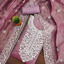 DIVASTRI Floral Embroidered Thread Work Unstitched Dress Material-image-62