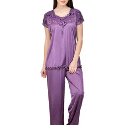 PHALIN Women Multicoloured Satin Solid Nightdress-image-96