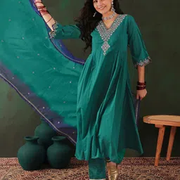 Sangria Embroidered Kurta & Trouser With Dupatta-picture-17
