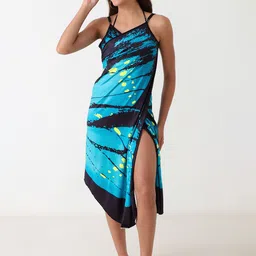 Beau Design Printed Satin Net Swim Cover-Up Top-picture-3