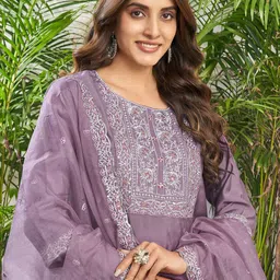 KALINI Women Ethnic Motifs Embroidered Regular Sequinned Kurta with Trousers & With Dupatta image 2