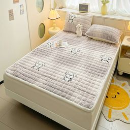 JC HOME Grey & Off White Graphic 150 TC King Bedsheet with 2 Pillow Covers-image-98