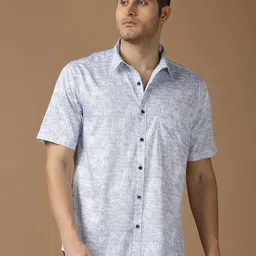 SNX Men Abstract Printed Spread Collar Cotton Casual Shirt-image-20