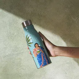 Chumbak Blue & Green Tropical Printed Stainless Steel Water Bottle 750ml-image-24