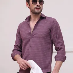 Indian Needle Men Classic Micro Checks Opaque Checked Casual Shirt-image-81