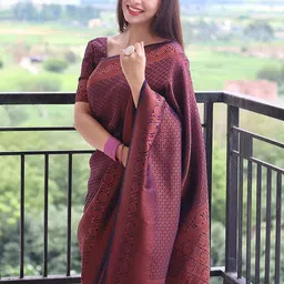 Kedar Fab Ethnic Motifs Woven Design Zari Detail Saree-image-89