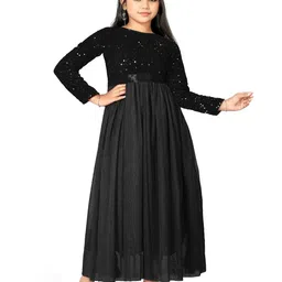 Vani Enterprise Girls Embellished Net Fit & Flare Maxi Dress-picture-3