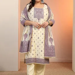 EXTRA LOVE BY LIBAS Women Ethnic Motifs Regular straight Kurta with Trousers & Dupatta-picture-25