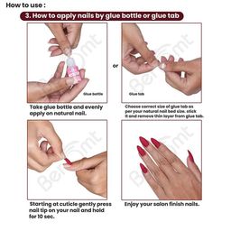BEROMT Set Of 16 Salon Finish Press On Nail Tip With Application Kit - BFN531CN image 4