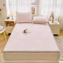 JC HOME Pink & Grey Graphic 140 TC Double King Bedsheet Set-1.80 m x 2 m-picture-6