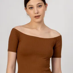 PYR8 Striped Off-Shoulder Cold-Shoulder Top-image-72