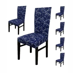GIFTS ISLAND Set Of 6 Navy Blue Printed Chair Covers-image-23