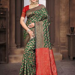 KCPC BANDHANI Geometric Printed Zari Detail Saree-image-53