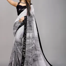 limtd Striped Sequinned Pure Georgette Saree-picture-39