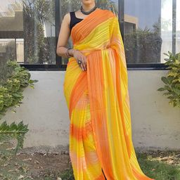 KALINI Tie and Dye Pure Georgette Ready to Wear Jamdani Saree-image-38