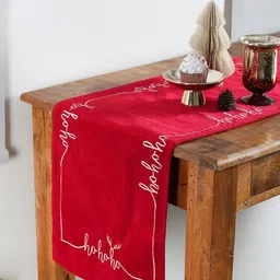Myntra Elegant Homes Red & White Embroidered Pure Cotton TableRunner-45