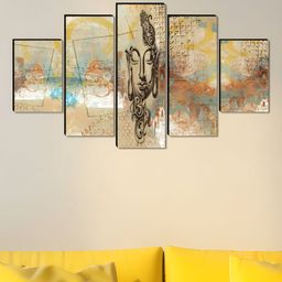 Myntra Elegant Homes Grey & Brown 5 Pieces Buddha Religious Wooden Wall Art-picture-8