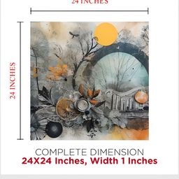 OLIVE TREE Grey Abstract Printed Canvas Wall Art-25