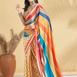 RACHNA Striped Block Print Saree-picture-7