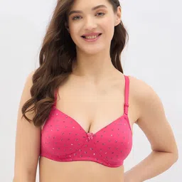 Clovia Women Geometric Printed Full Coverage Lightly Non-Wired Cotton T-shirt Bra-3
