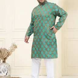SOJANYA PLUS Men Ethnic Motifs Regular Thread Work Kurta with Pyjamas image 4