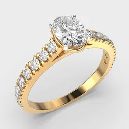 Jewelbox 40 Cent Oval Solitaire with Diamond Band Ring-image-40