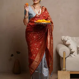 Subham Woven Design Zari Half and Half Banarasi Saree-44