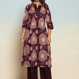 AUTUMN LANE Women Ethnic Motifs Embroidered Regular Sequinned Pure Cotton Kurta with Trousers-11