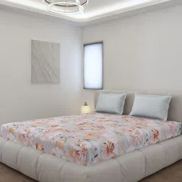 Monte Carlo Edmond Grey & Brown Floral Printed 144 TC King Bedsheet Set 2.70 m x 2.70 m-81