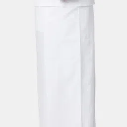RAMRAJ Men White Cotton Stitched Single Layer Prayer Dhoti-14