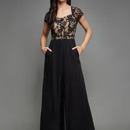 Miss Chase Spirit of Soil Women Lace Overlaid Basic Jumpsuit-picture-30