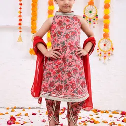Aspriya Girl Floral Printed Pure Cotton Kurta Sets With Dupatta-image-30