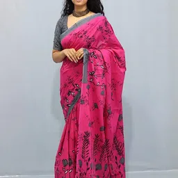 Dastkar Floral Pure Cotton Block Print Saree-picture-24