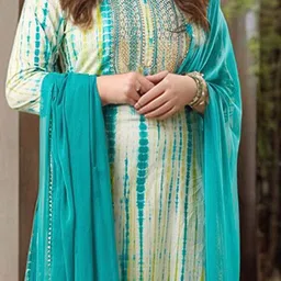GoSriKi Women Printed Regular Kurta with Trousers & With Dupatta image 2