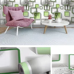 INDIAN ROYALS White & Green Printed Geometric With Flower Design Waterproof Wall Sticker-image-28