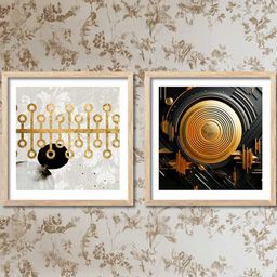 WALLLANE Brown & Beige Set of 2 Wood Abstract Wall Paintings-picture-8