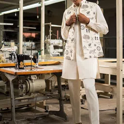 Project Bandi Printed Satin Nehru Jacket-57