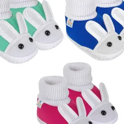 NESKA MODA 6 To 12 Months Infants 3 Pair Combo Pack Cute Soft Cotton Rabbit Booties-image-85