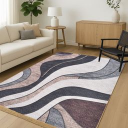 RRC Grey Abstract No Shredding Polyester Carpet-2