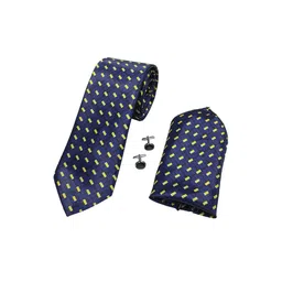 RARE COMBEE GROUP Men Set Of 3 Accessory Gift Necktie with Pocket Square & Cufflinks-image-43