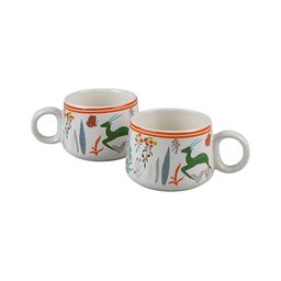 CDI White & Green Printed Ceramic Glossy Cups Set of Cups and Mugs image 5