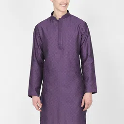 SG LEMAN Embroidered Kantha Work Jacquard Mandarin Collar Straight Kurta-image-71