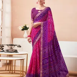 DURGA EMPORIO Bandhani Zari Pure Chiffon Bandhani Saree-image-48