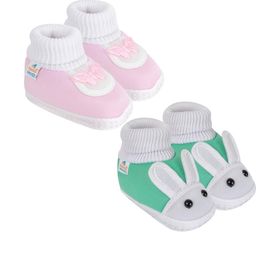 NESKA MODA 3 To 12 Month Cotton Booty 2 Pair Newborn Unisex Baby Skin Friendly Soft Rabbit Booties-19
