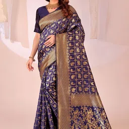 Florence Ethnic Motifs Woven Design Zari Banarasi Saree-picture-7