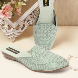 FLYING&SAM Women Embroidered Mules Flats-picture-16