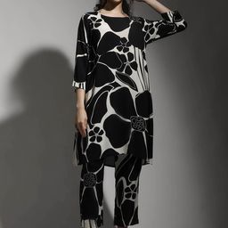 Dora Dori Floral Printed Relaxed Fit Straight Kurta With Trousers-image-32